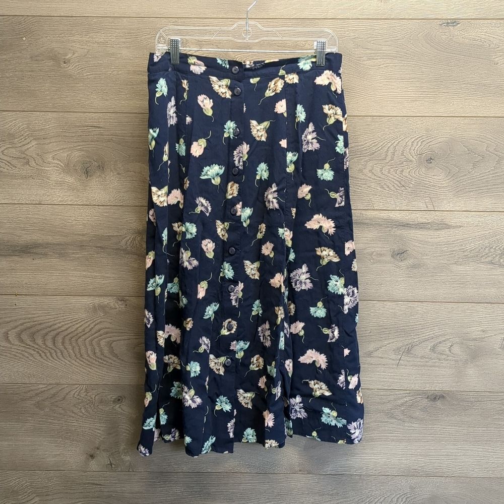 Sag Harbor Floral Maxi Button Skirt Women's Size Large